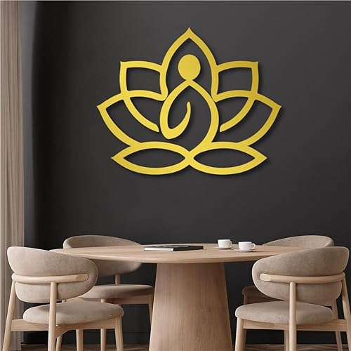 Cadeali Arte de pared de metal de flor de loto, arte de pared de flor de loto de metal, decoración de pared de metal, letrero de flor de loto, arte