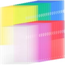 ZCZN A4 Cut Flush Plastic Folders, 42 Pack in 6 Assorted Colours