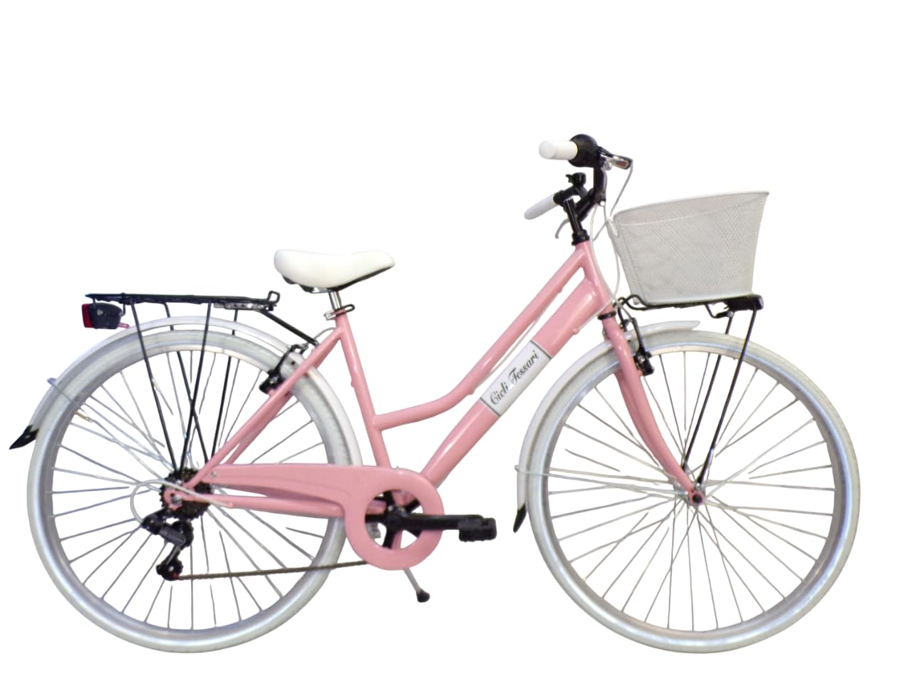 Cicli Tessari - bicicletta da donna bici da passeggio city bike ruota 28 trekking cambio 6 velocita' con cesto anteriore