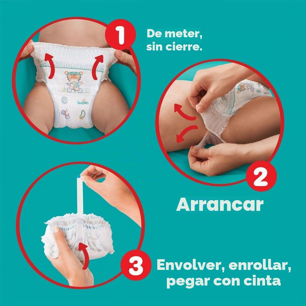 Pampers Baby Dry - Pantalones de pañales de talla 9, 108 pañales, 19 kg, paquete mensual, ajuste 360° para evitar agujeros y fugas