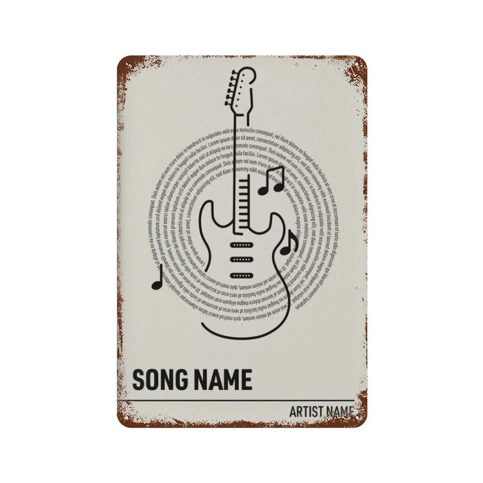 xiaoxiaoshen Custom Guitar Lyrics Personalized Song Wall Decor Art Metal Tin Poster Modern Home Decor Art Home Bar Shop Decorations Vintage Sign 30x20cm