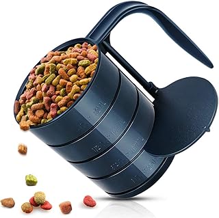 Cuchara de comida para perros y mascotas, taza de 4 capacidad en 1 taza, cuchara medidora para mascotas, perro, gato y páj...
