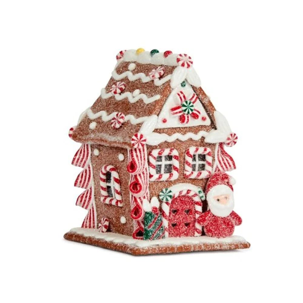 Smart Garden Red Three Kings 13Cm Led Santa With Gingerbread Cottage Ornament