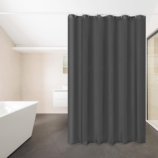 ROSNONG Shower Curtain Mould Proof Resistant,Waterproof,Weighted Hem,Resistant Washable Christmas Bathroom Curtains,100% Polyester,12 Hooks + A Magnetic Rope(180 x 180 cm,grey)