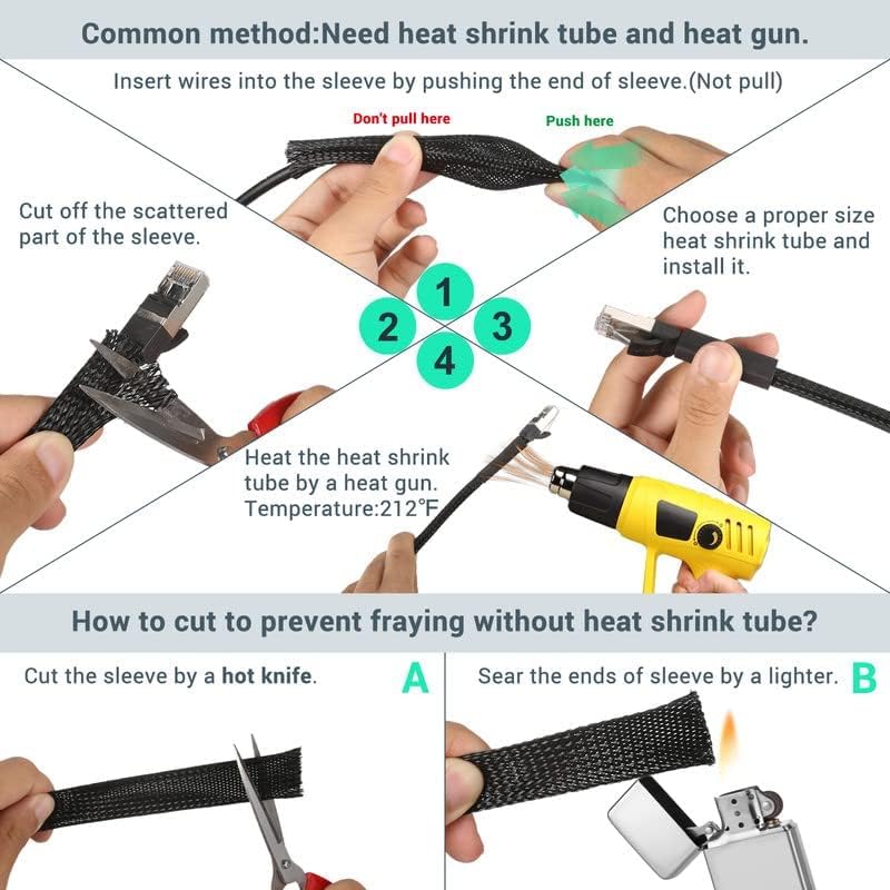 Miniatura 8 de Aibole - Protección para la gestión de cables, de tela metálica dividida, manguito de cable trenzado, protector y organizador para cables de