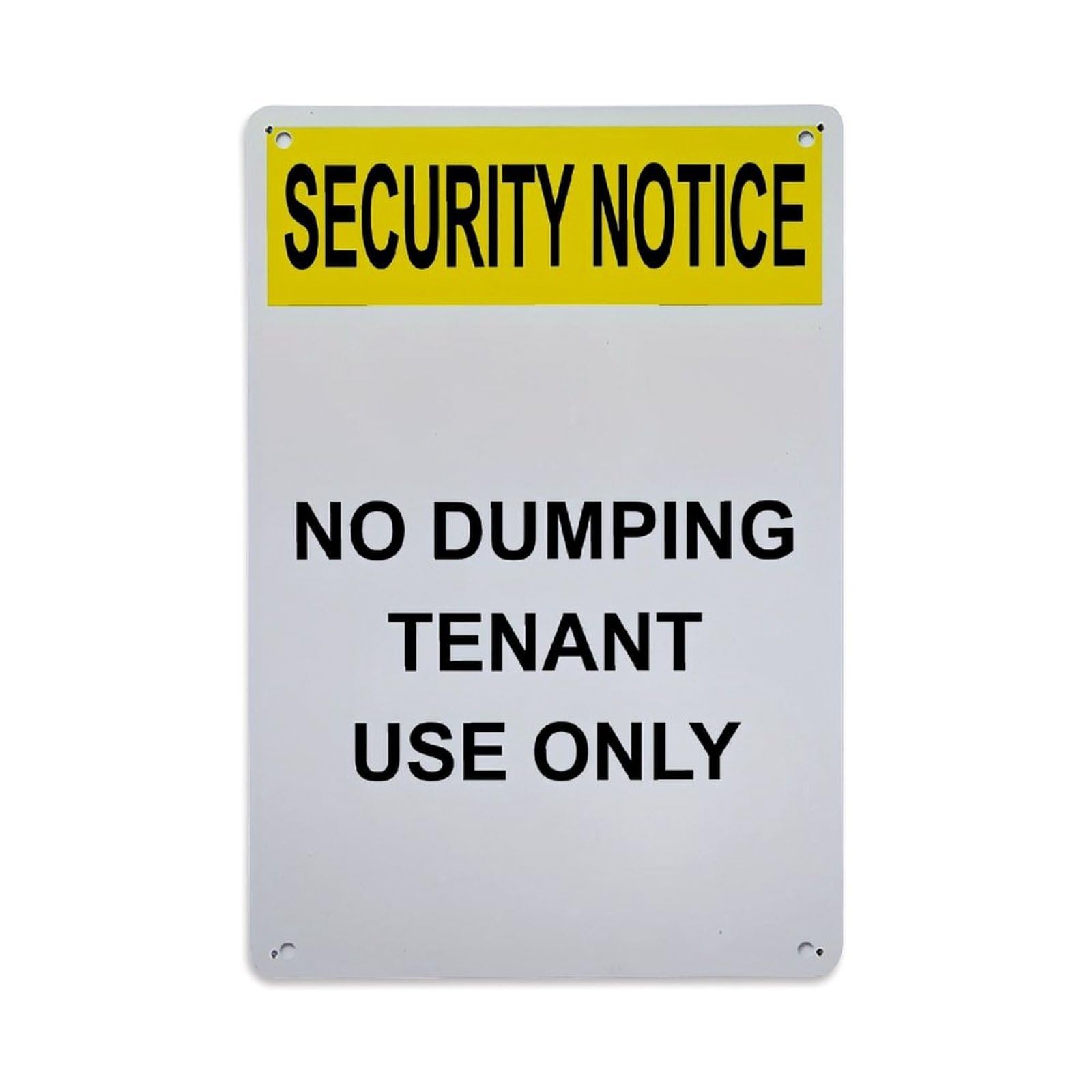 Nestemfo Vintage Security Notice No Dumping Tenant Use Only Tin Sign Metal Sign, Living Room,Bar, Home, Bedroom Wall Decor,Retro Metal Poster 8X12 Inches