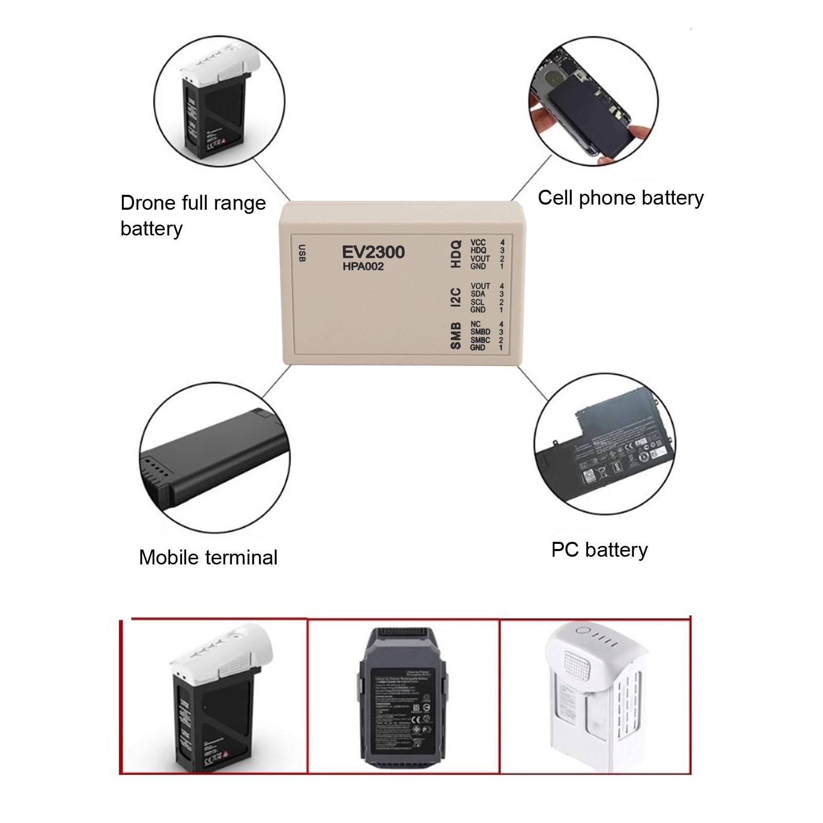Programmatore EV2300 Debugger Batteria UAV, Chip di Misurazione Batteria, Scatola di Comunicazione SMB per PC per BQ40ZXX BQ27541 BQ27545 BQ34Z100 BQ78Z100 Riparazione Batteria
