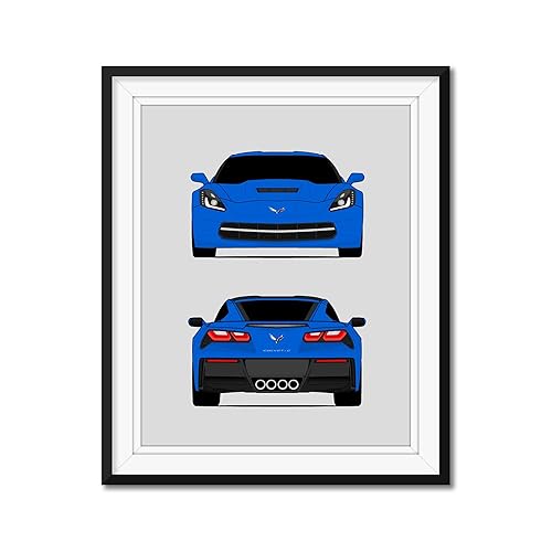 Miniatura 1 de Chevy Corvette C7 Z51 Stingray (2014-2019) (Front and Rear) 7th Generation Inspired Poster Print Wall Art Decor Handmade (Unframed)