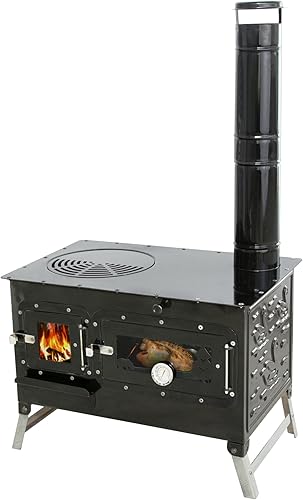 Miniatura 9 de Estufa de camping, Estufa de leña de la tienda, albergue de caza Estufa ardiente, arado de cocina con tabique de cocción del horno
