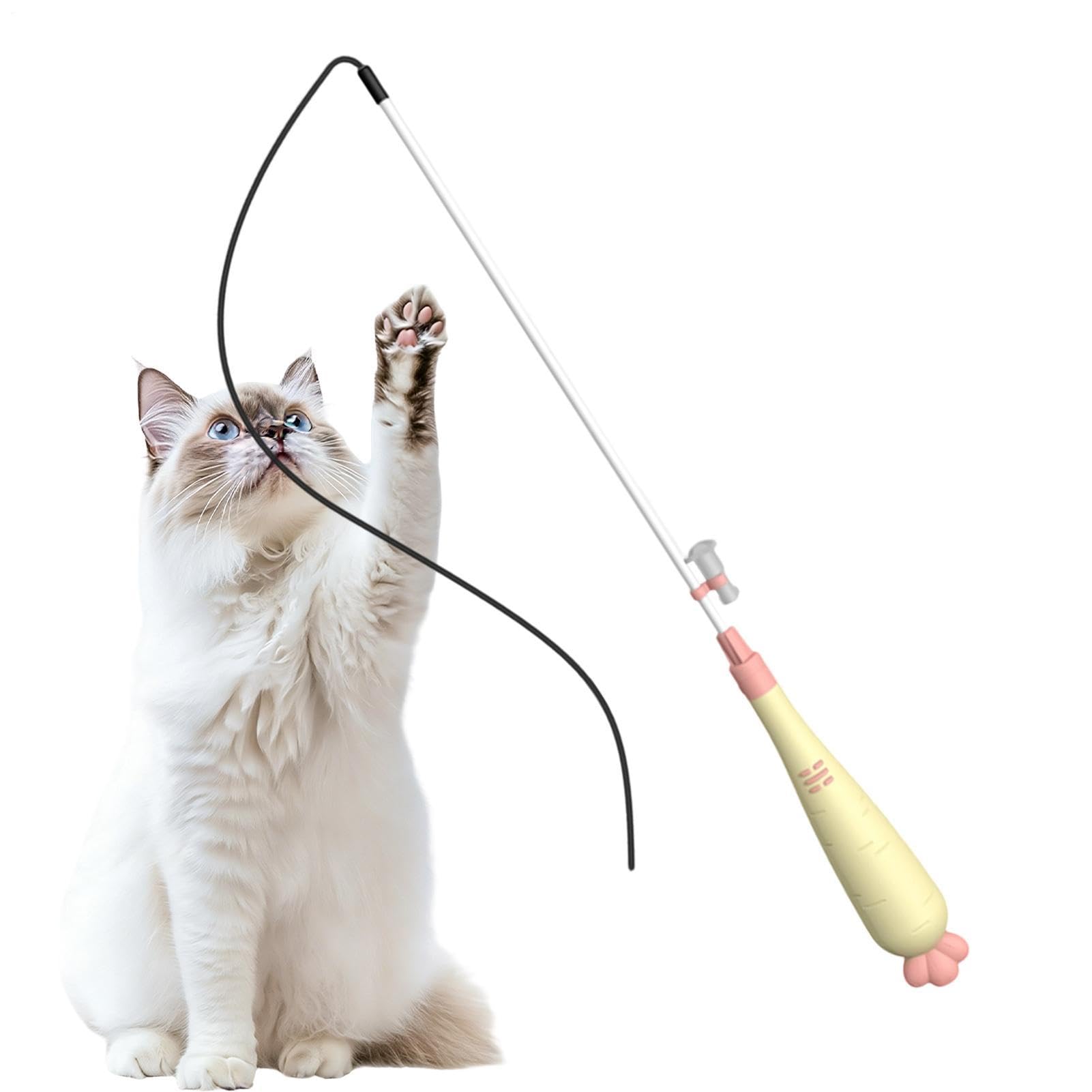 Genérico Juguete con Vara para Gatos Juguete de Estimulación con Luz | Mango con Forma de Zanahoria para en Casa, Salón o Apartamento: Fomenta Actividad, Previene Aburrimiento