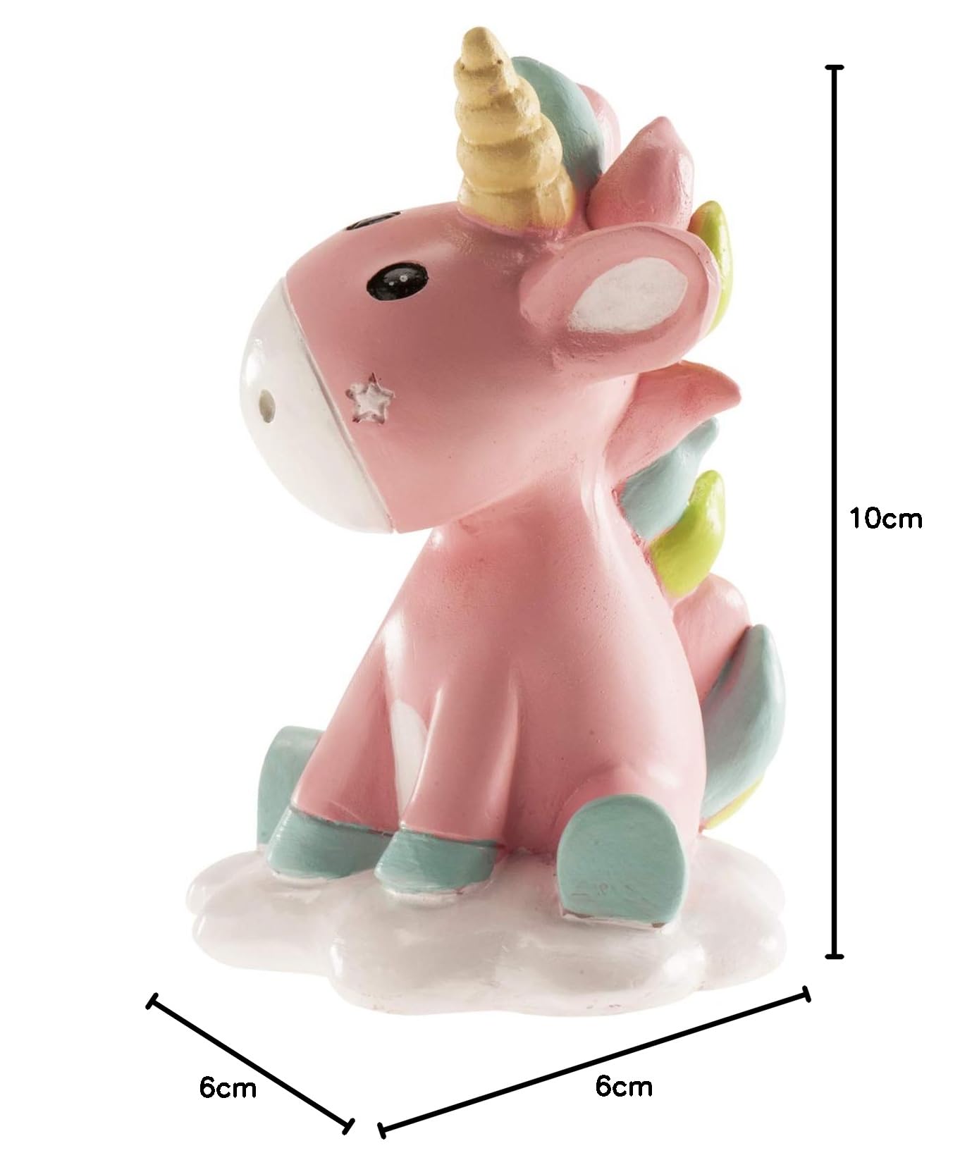 Image secondaire de Figurine Licorne Multicolore pour Baptême - 10 cm
