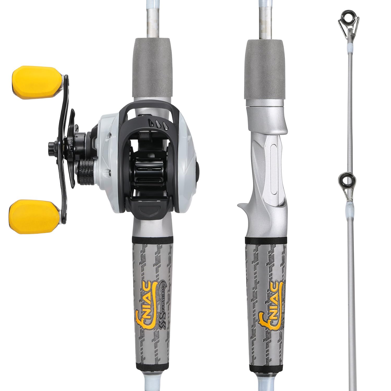 Sougayilang Spinning& Casting Combinaisons de cannes à pêche en graphite 2 flans Moulinet de pêche à la perche