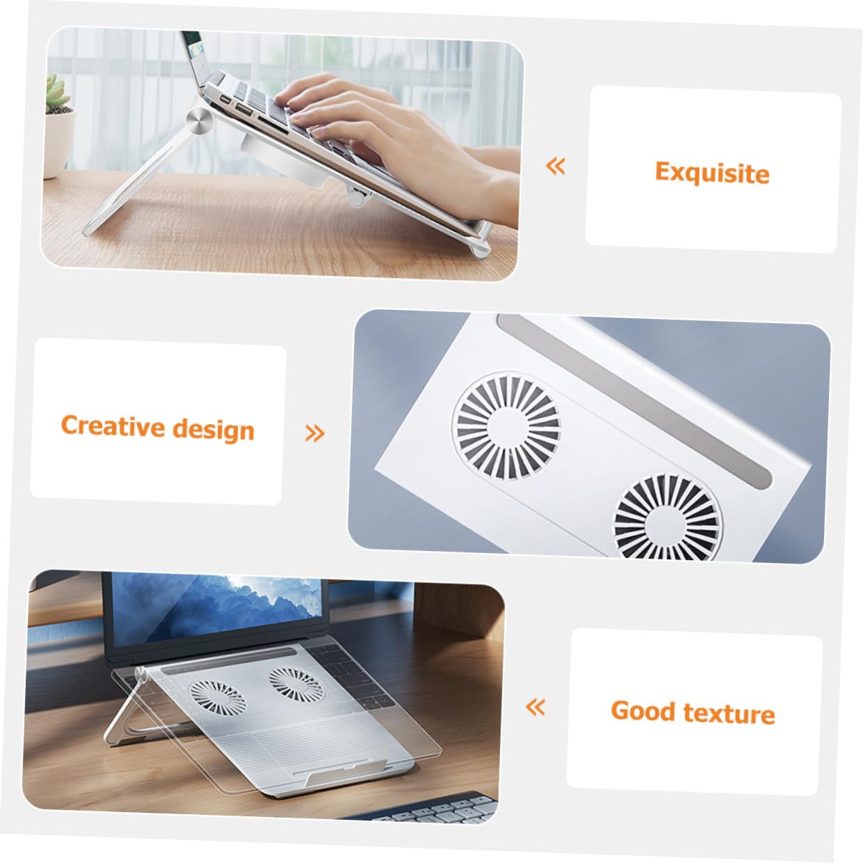 SEWACC Soporte para Portátil Material ABS y Silicona Ventiladores Duales 3800 por Minuto y Estructura Triangular Estable, Refrigeración Fuerte Blanco para Laptop y Notebook