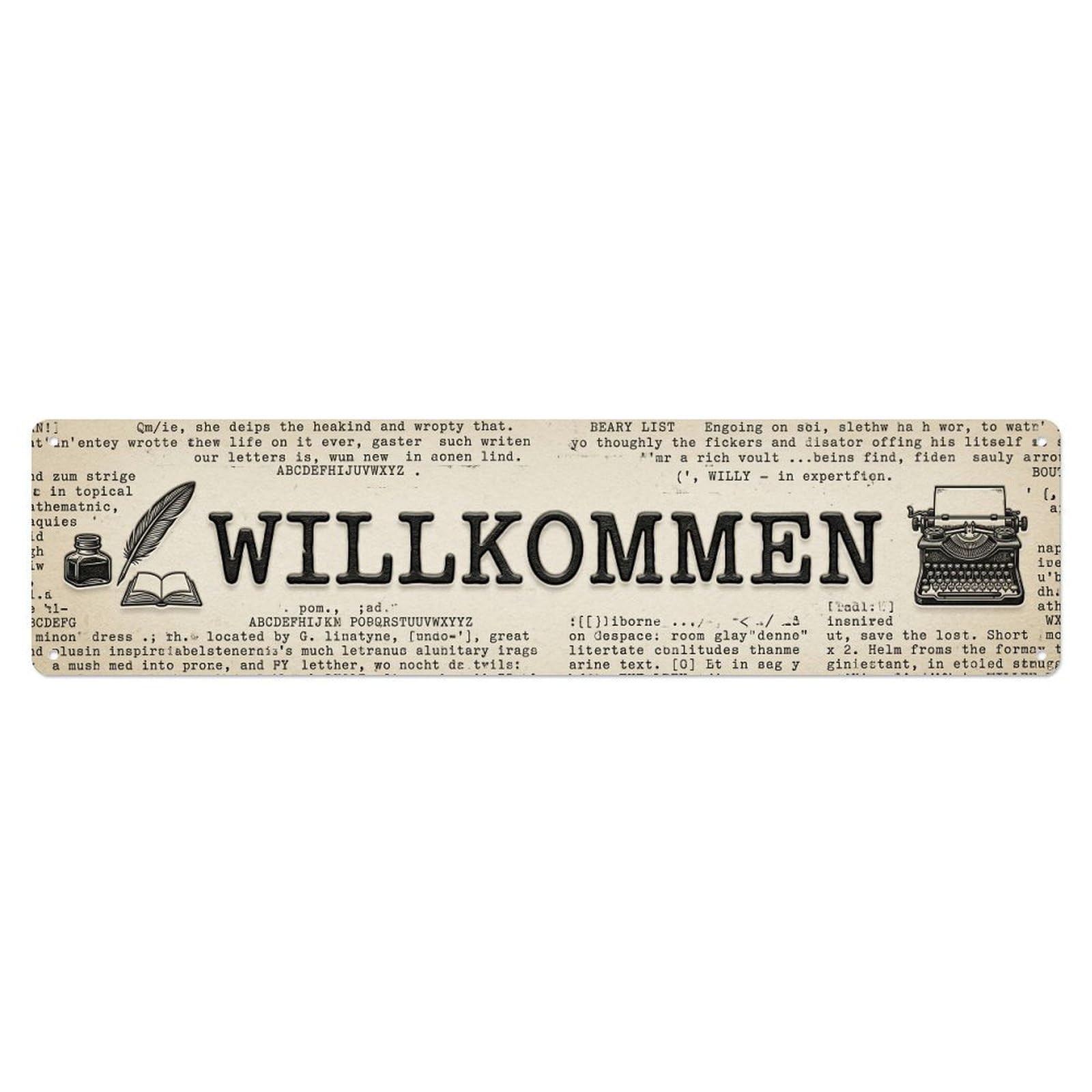 Vintage Typewriter Literary Welcome Metal Tin Skinny Sign Plaque Wall Decor for Cafe, Club Bar, Office, Home Garden Metal Poster 4x16Inch