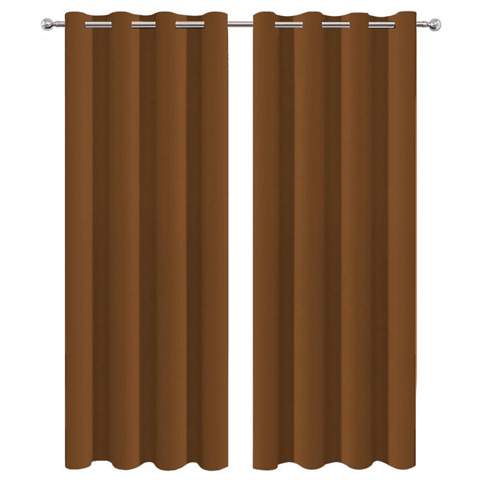 HANGEENGS Blackout Curtains For Bedroom,2 Panels Set Thermal Insulated Living Room Window Drapes Solid Eyelet Room Darkening Textured Blackout Curtains,Brown,34x57 in(WxL)