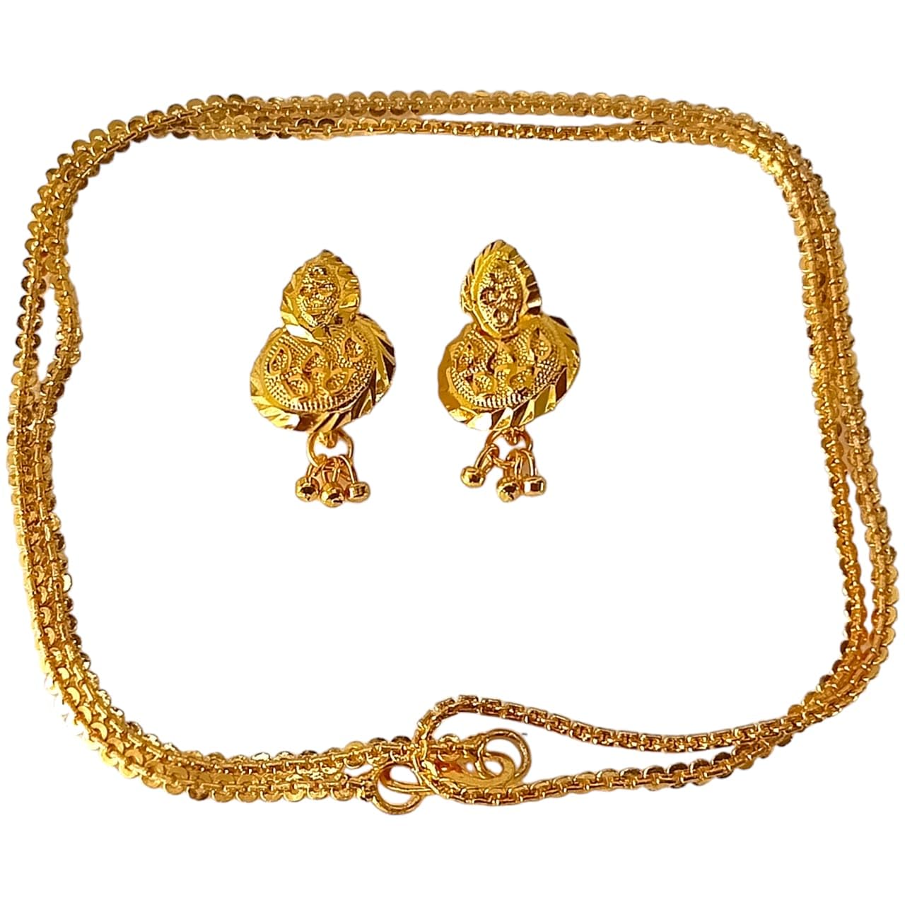 AK FASHION Small Luxuries Gold Plated chain With Gold Plated earrings Gold Chain For Womens and Girls | Combo (25 Inches) (B0D9D84DM4) Amazon Price History, Amazon Price Tracker