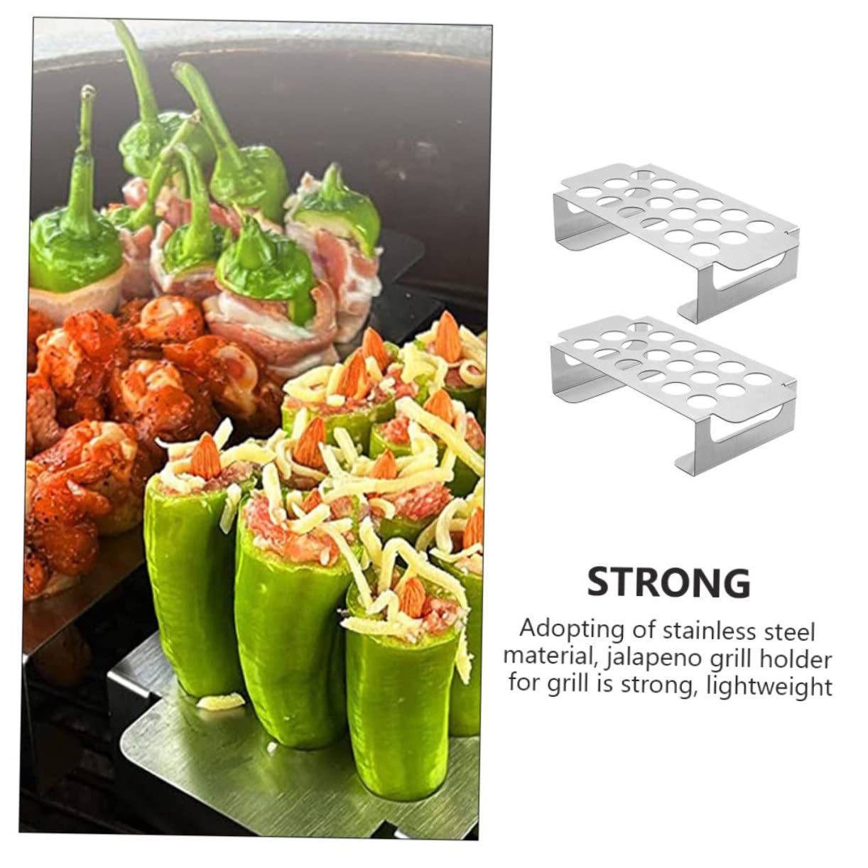 Toyvian 2pièces Barbecue Acier Inoxydable Support pour Piments Jalapeños Accessoires pour Barbecue Et Fumoir