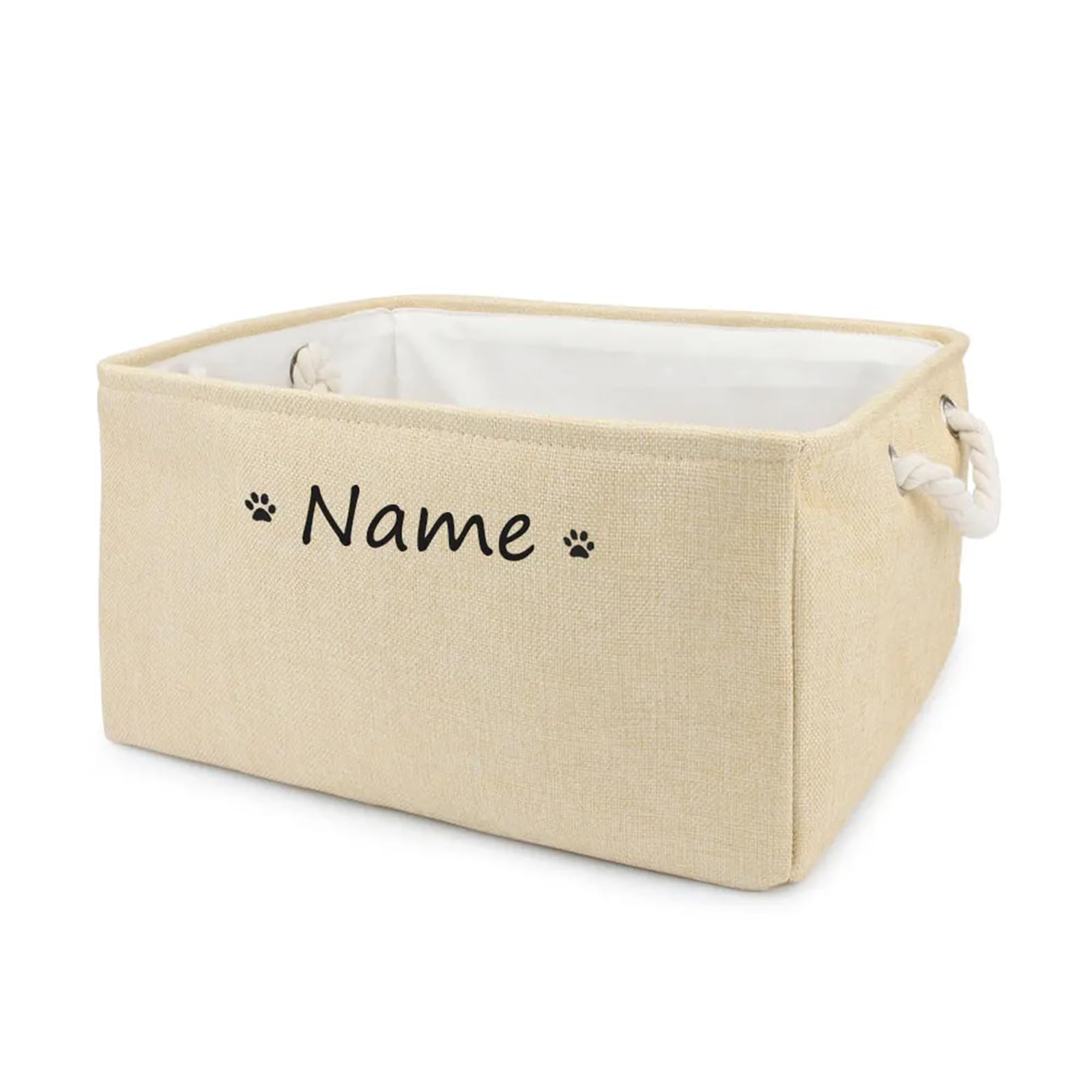 Personalized Pet Dog Toy Storage Basket,Dog Toy Box Customized,Customized Dog Basket, Customizable Dog Toy Box (Beige,M 34x25x16cm) โ image 1