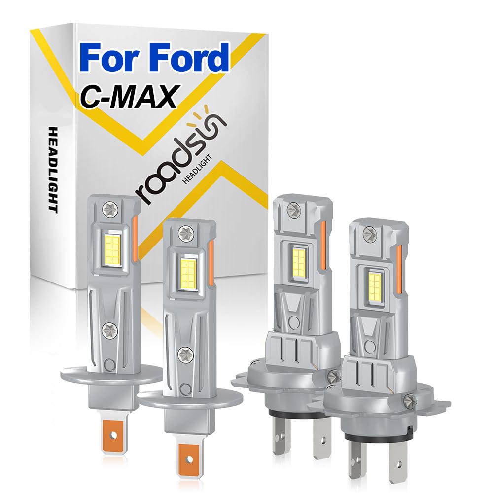 Bombillas LED Para Faros, 120W, 6000K Blanca, H1 H7 Luz de carretera y luz de cruce, Luces LED anti-deslumbramiento, tubo de cobre único, For Ford C-MAX 2007 2008 2009 2010