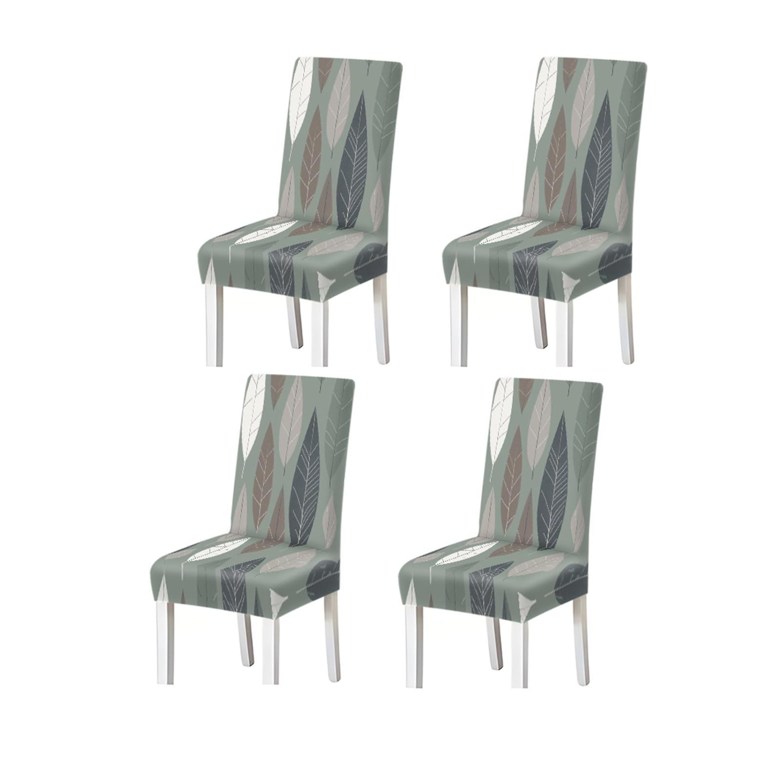 KXUAUV Sage Green Neutral Leaf Botanical Print Stretch Dining Chair Covers, For Home Kitchen Dining Room Party, 2/4/6 PCS Seat Protectors for Restaurant Hotel Party(4PCSChair cover)