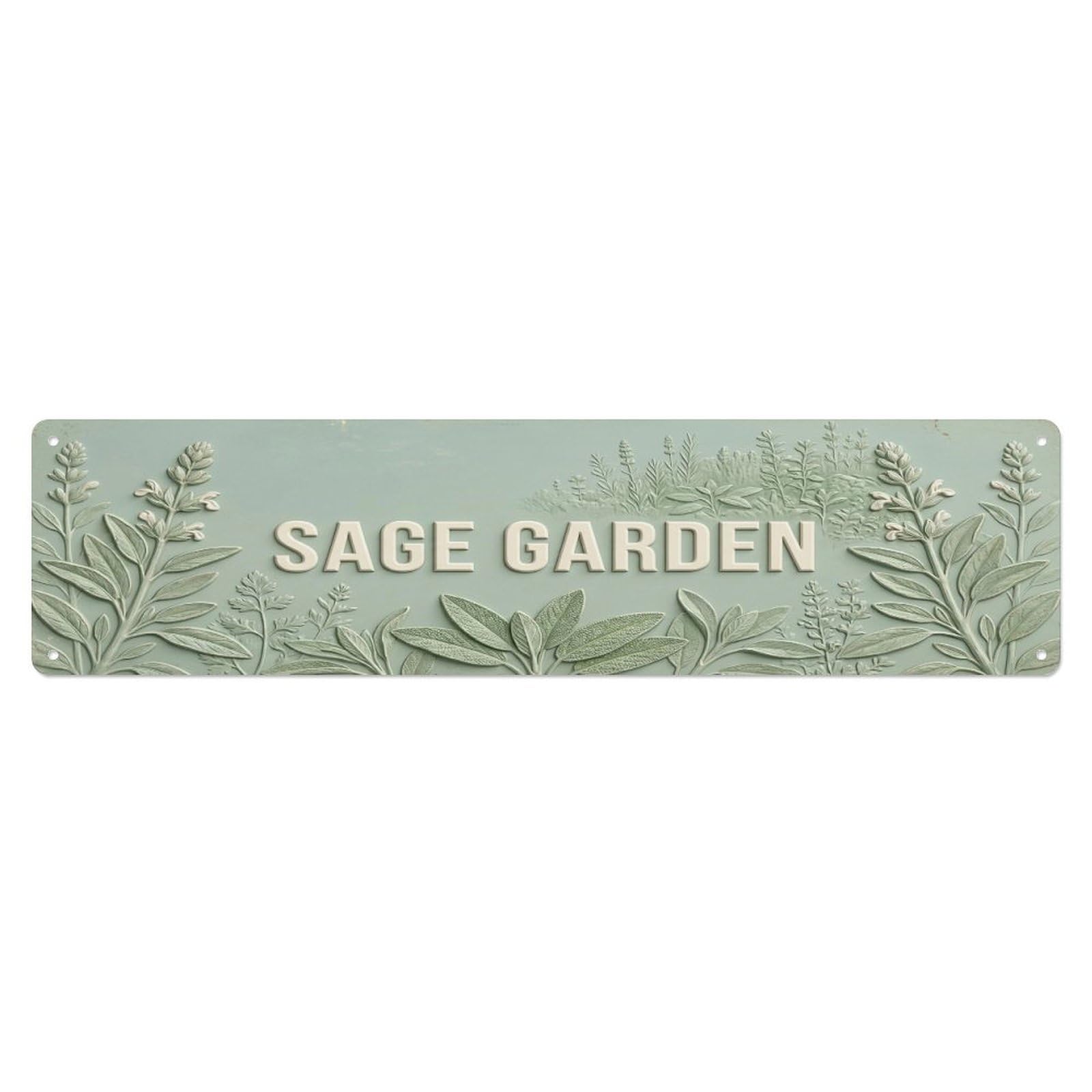 Olhnbad 4X16inch(10X40cm) Vintage Cottagecore Garden Sage Garden Relief Metal Tin Sign