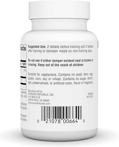 Vista 4 de Source Naturals Gamma Oryzanol, Suplemento Dietético Serie Atlética, 30 mg - 250 Tabletas
