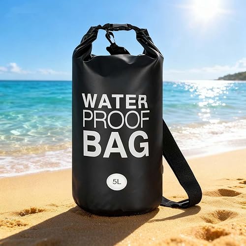 Bolsa seca impermeable de 5 litros con correa para el hombro, diseño de cierre enrollable para navegación y protección de equipo al aire libre,