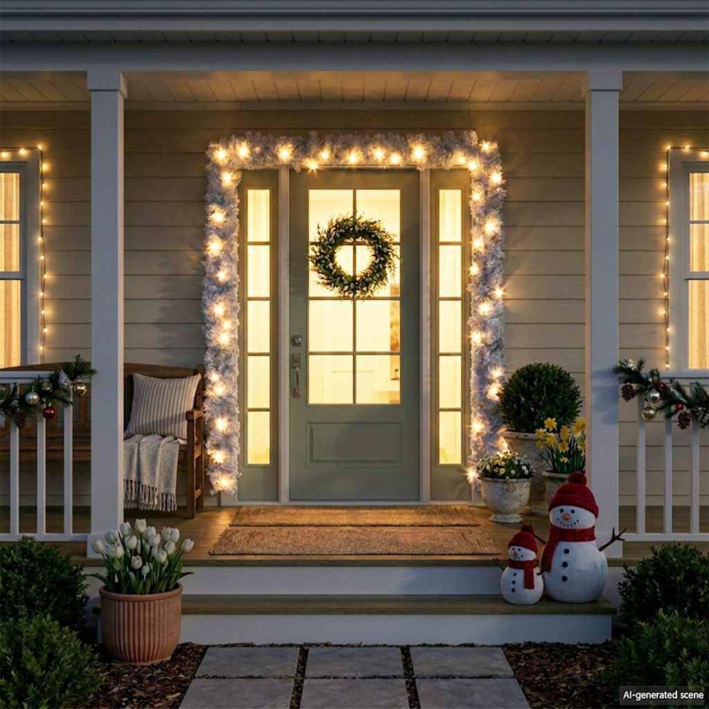 HaoChrymec Ghirlanda natalizia con 150 luci LED e 8 effetti, bianco, 10 m