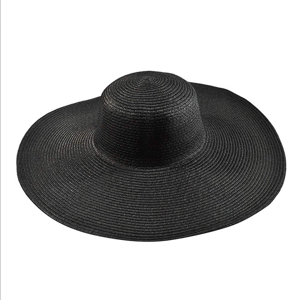 【未使用】BRIEFING STRAW HAT（BLACK） 1Pcs Women Wide Brim Straw Hat Foldable Beach Floppy Sun Hat