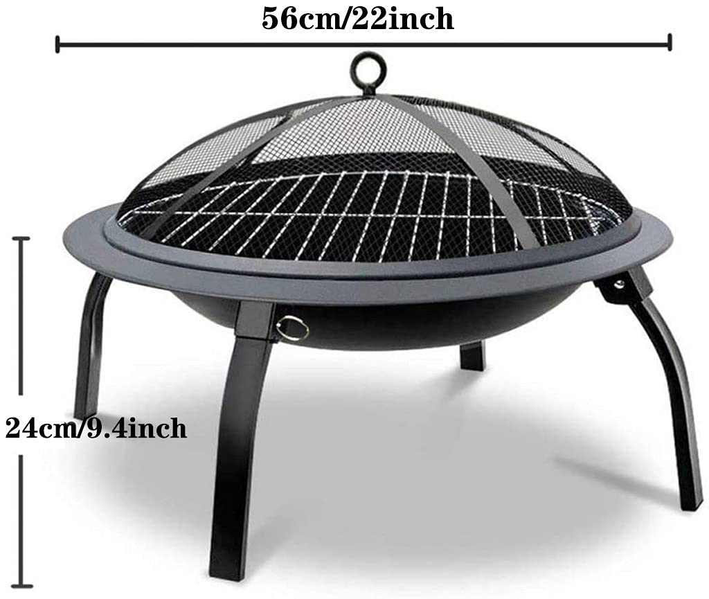 Hoguera Multifuncional, Hoguera para Madera Exterior, Brasero de Hierro Redondo con Cubierta de Pantalla de Chispa para Patio Trasero, Jardín, Patio, Hoguera, Calefacción, Barbacoa