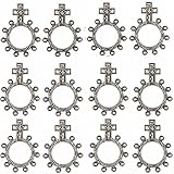 Bulk Religious Silver Tone Metal Rosary Ring, Pack of 12