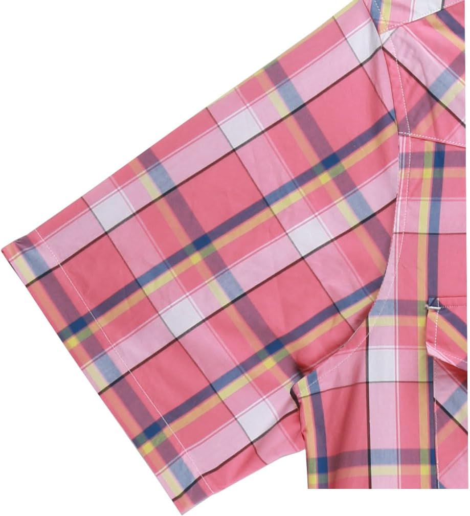 NUTEXROL Mens Short Sleeve Plaid Button Down Shirt Western Casual Shirts with Two Pockets - Image 5