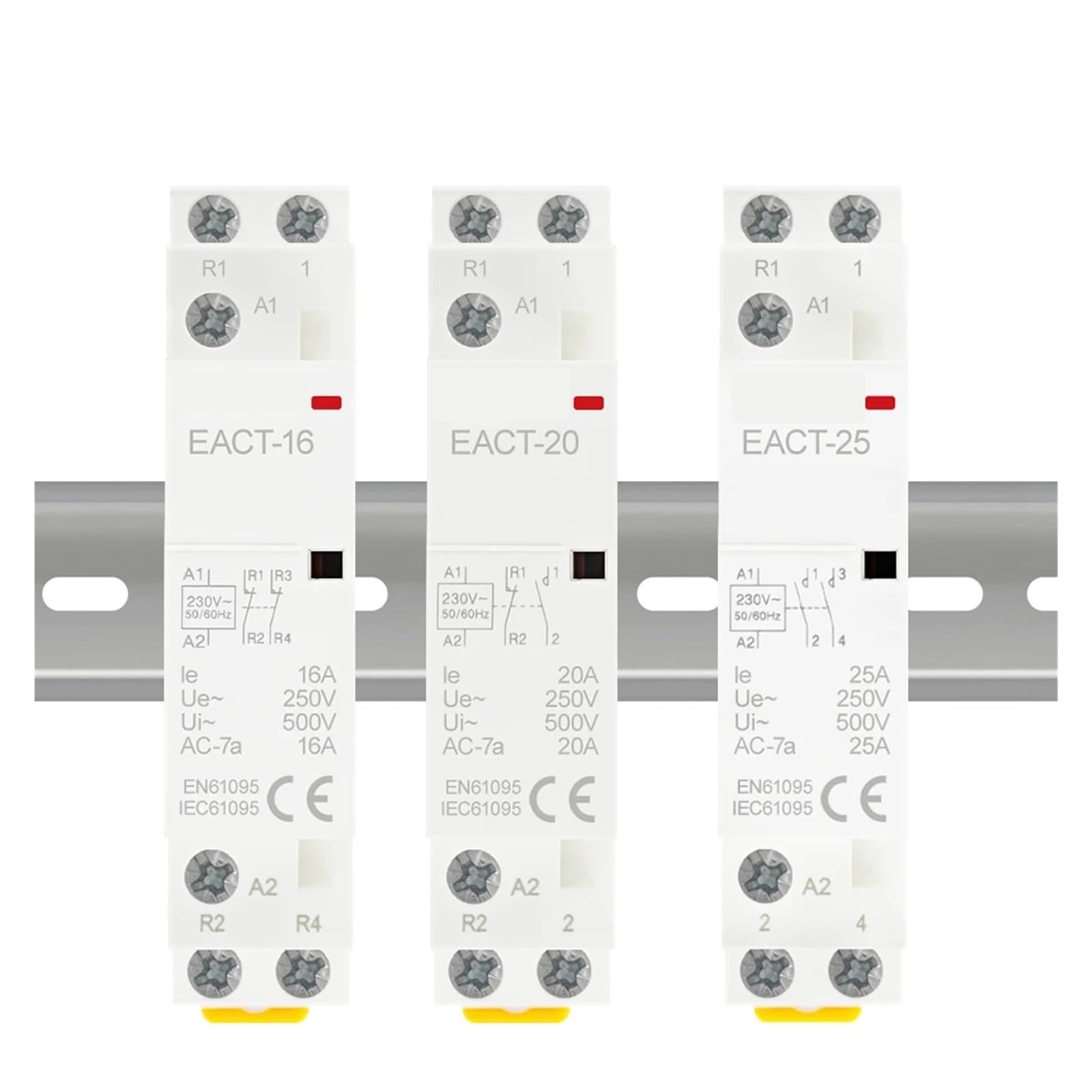 Domowy modułowy stycznik AC montowany na szynie DIN 2P 16A 20A 25A 2NO 2NC 1NO 1NC AC220V AC230V 50/60Hz do domu domu hotelu (2P 16A 1NO1NC)