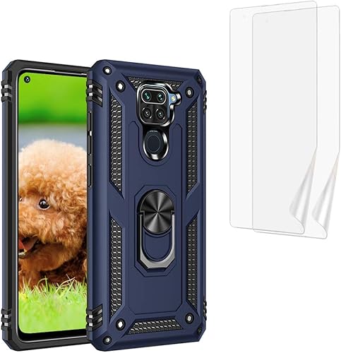 Miniatura 9 de YaHan - Funda rígida para Xiaomi Redmi Note 9, anillo giratorio de 360 grados, resistente a los golpes, doble capa, con protector de pantalla de