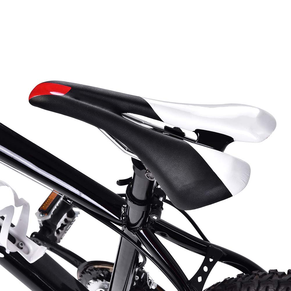 Alomejor Sella Bicicletta, Professionale Sella in Pelle può Ergonomico Antiprostata Sedile Leggero Confortevole Morbido Sella per Mountain Bike, Bici da Strada(Black And White)