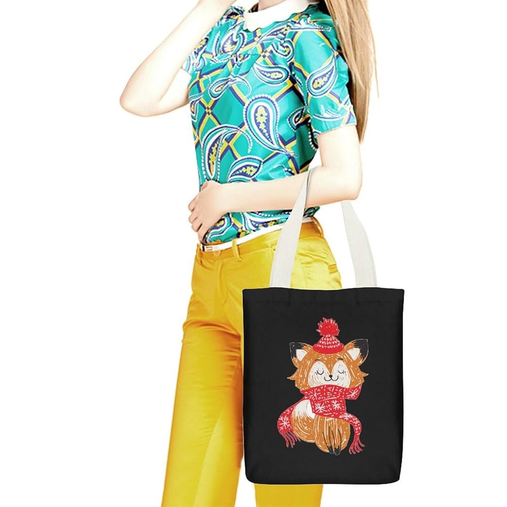 【新品未開封】HLT Vacation Tote Bag Amazon.com: Christmas Cartoon Fox Aesthetic Canvas Tote Bag
