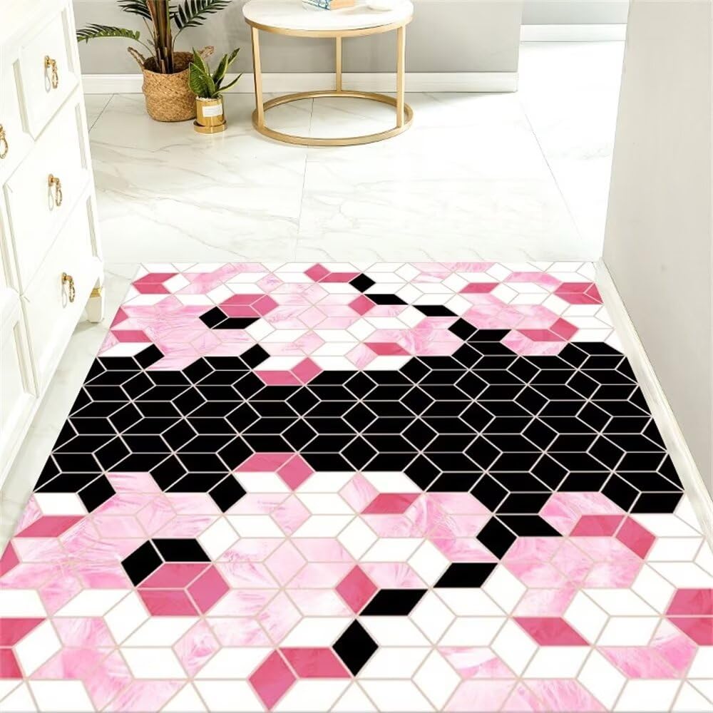 Tapis beau cube 3D rose de décoration moderne pour couloir