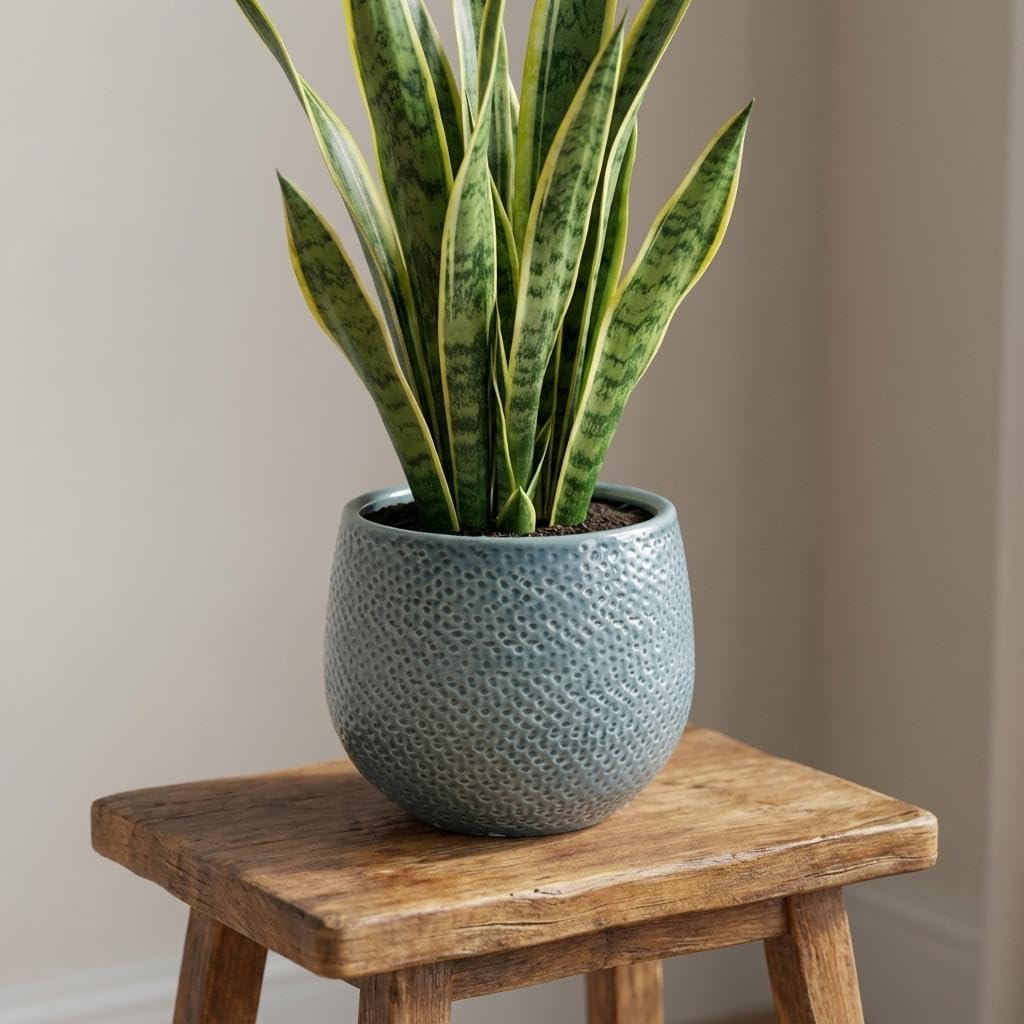 Blumentopf aus Keramik, für Innen und Außen, Blau, Ø 14 cm