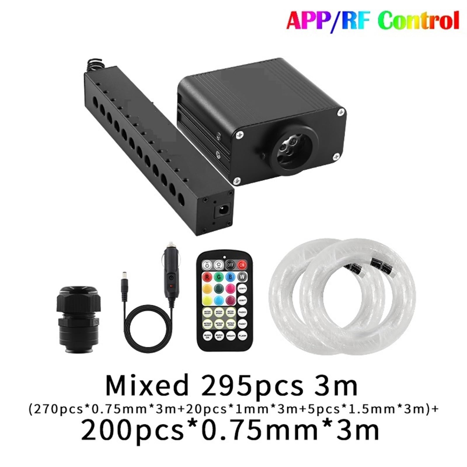 16W Meteor Twinkle Cielo Estrellado Techo Coche Estrella Luz De Fibra Óptica Cielo Estrella Techo Led Luz De Ambiente Interior Decoración Del Hogar(Mixed 295 3m 200 3m)