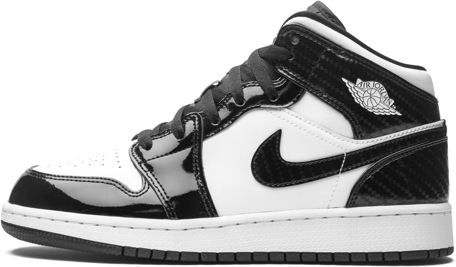 Nike Men's Air Jordan 1 Mid SE GS Shoes, Black/White, 4 Big Kid
