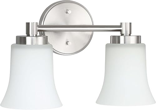 Miniatura 2 de XiNBEi Lighting XB-W1235-2-BN - Lámpara de pared moderna con vidrio, níquel cepillado, 2 luces