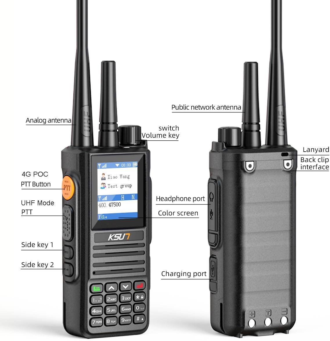KSUN 4G Network Lifetime Free Global POC Radios PTT with Pre-Paid SIM Card Walkie Talkies Unlimited Range, Handheld UHF Dual Mode, Gifts for Family Bus Drivers, Camping KSUN CT58 (2 Pack)