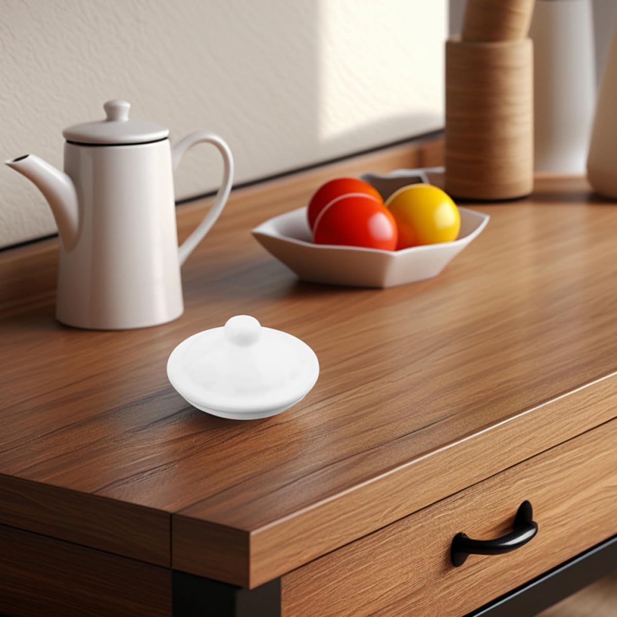 Generico Set 5 Copritazza Smaltati Rotondi in Ceramica, Coperchi per Tazze da Tè e Acqua, Accessori per Bicchieri da Caffè, Ricambi Riutilizzabili per Casa e Ufficio