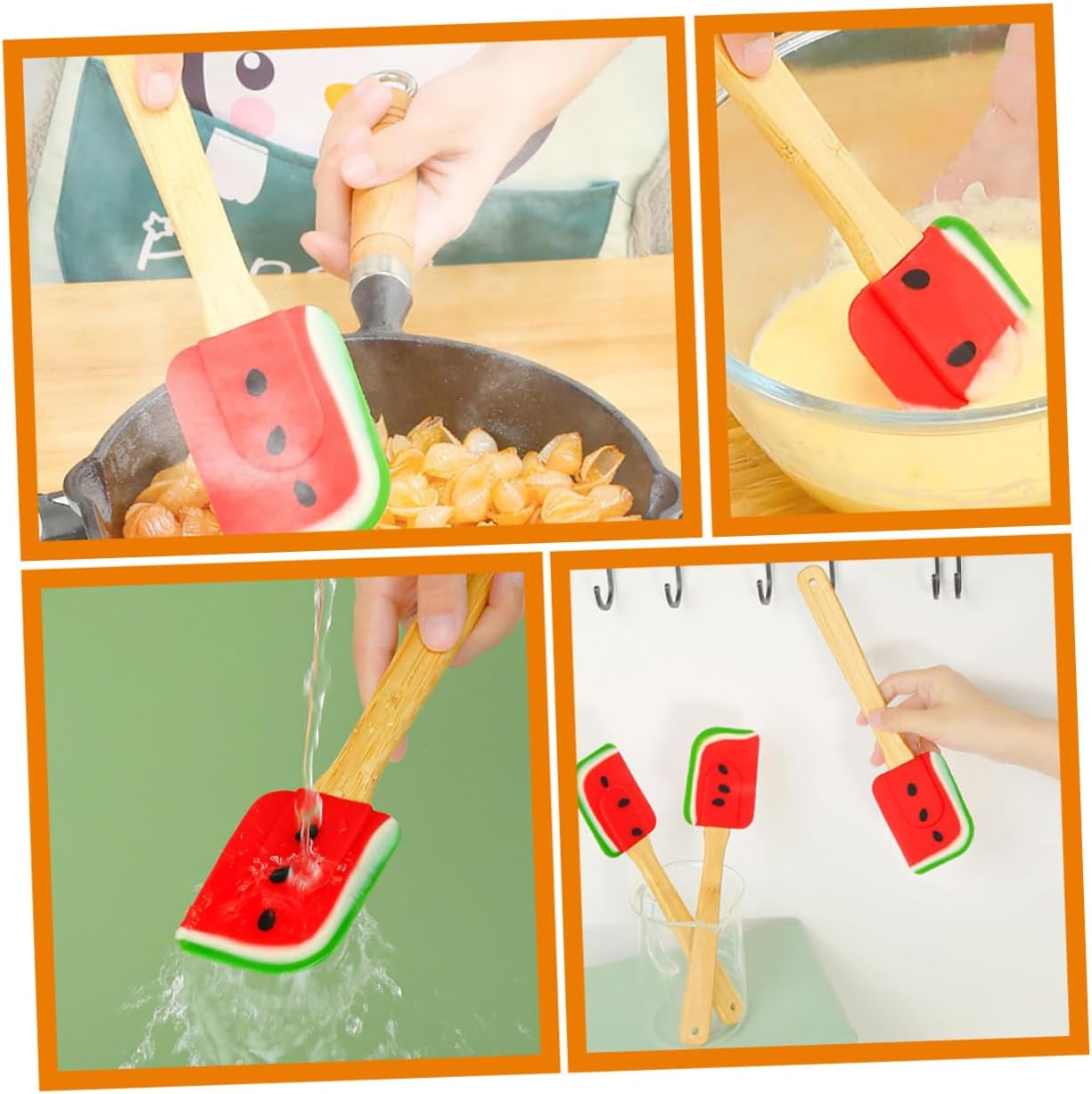 2pcs Silicone Cake Spatula with Bamboo Handle for Spreading Cream image 4
