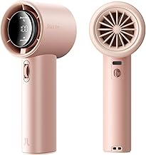 JISULIFE Tragbarer Handventilator,Turbo Mini Ventilator Einstellbare Geschwindigkeit(1-100),Wiederaufladbarer 3600mAh Akku,Digitales Display,Für Reisen/Camping/Outdoor-Pink