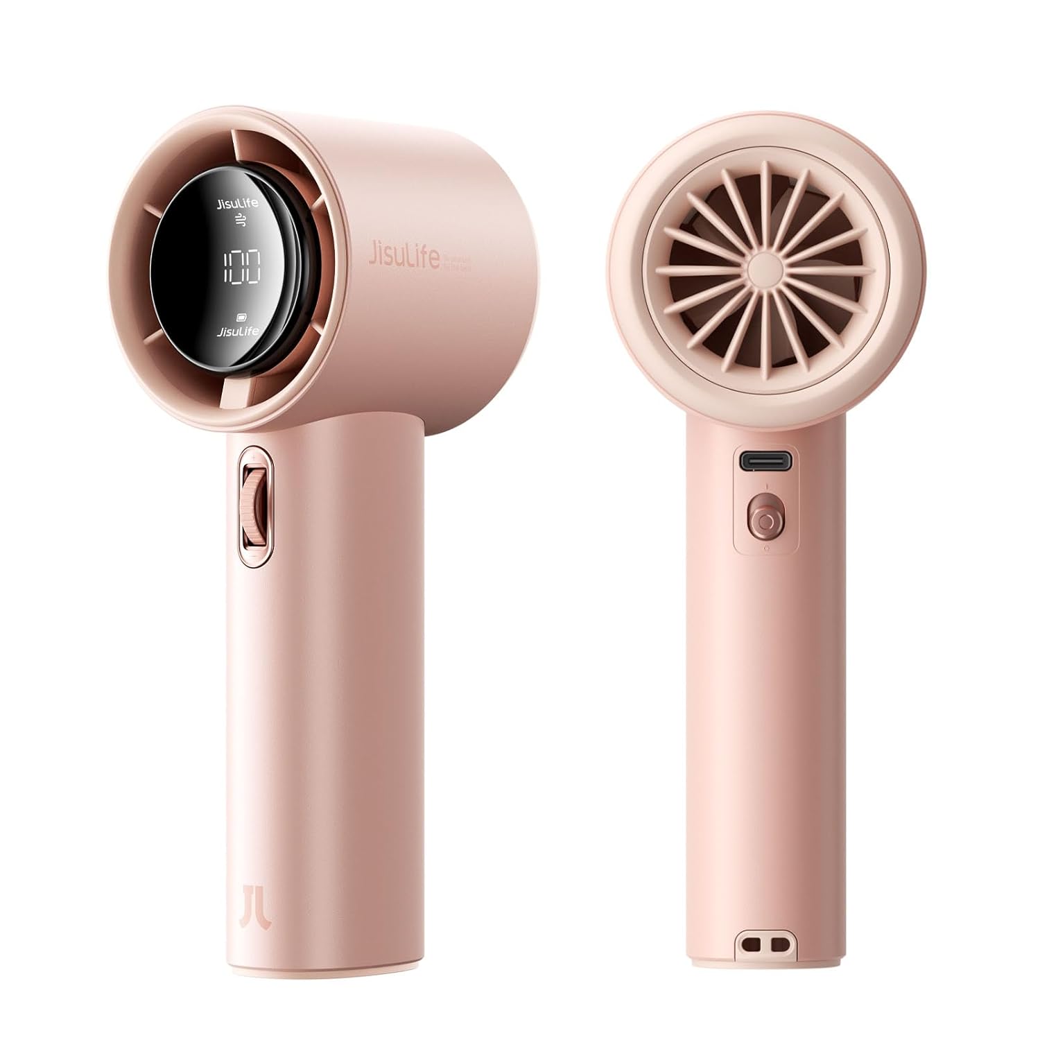 JISULIFE Portable Handheld Fan Speed 1-100 Adjustable Turbo Mini and 3600mAh Battery Rechargeable Personal Fan Digital Display Gifts