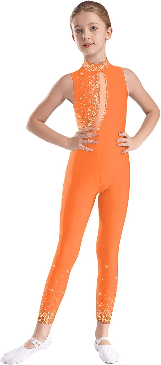 Gymnastic Unitards for Girls Sleeveless Full Body Leotard Ballet Dance Skating Bodysuit Gymnastic Jumpsuit