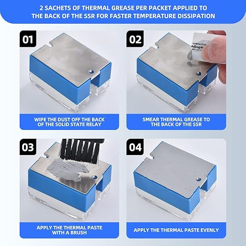 Miniatura 7 de Relé de estado sólido SSR-25DD con disipador de calor DC a CC 25A Entrada 3-32VDC a salida 5-220VDC monofásico