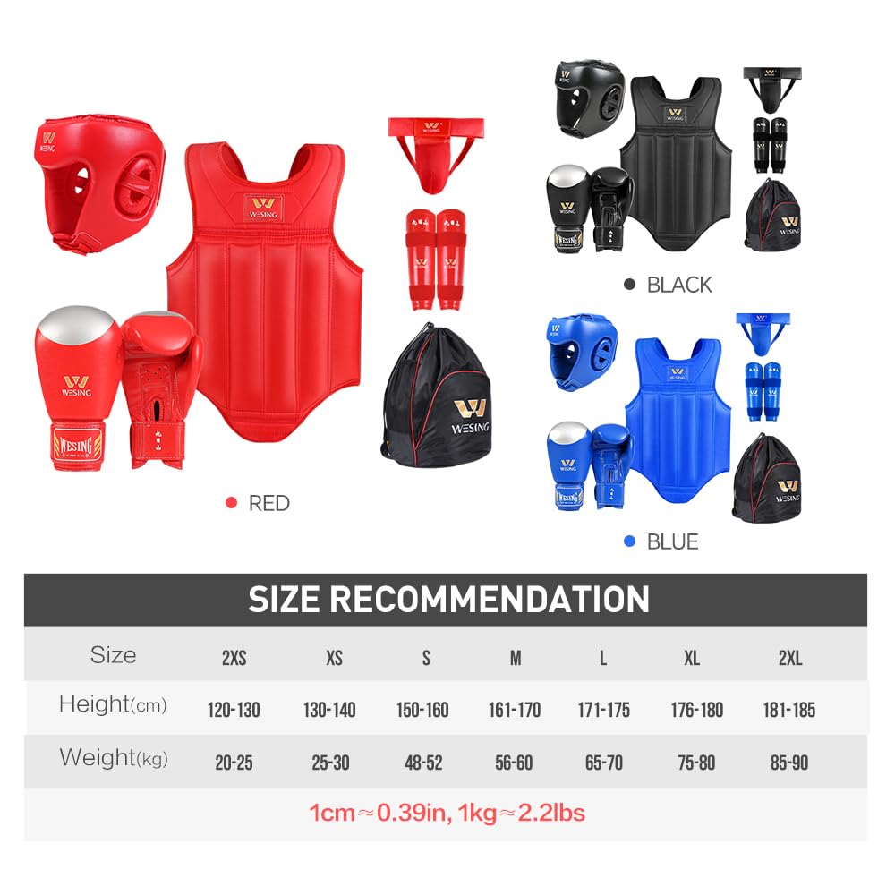 WESING Sanda Gears Set 6pcs for Men Women (Blue, L)