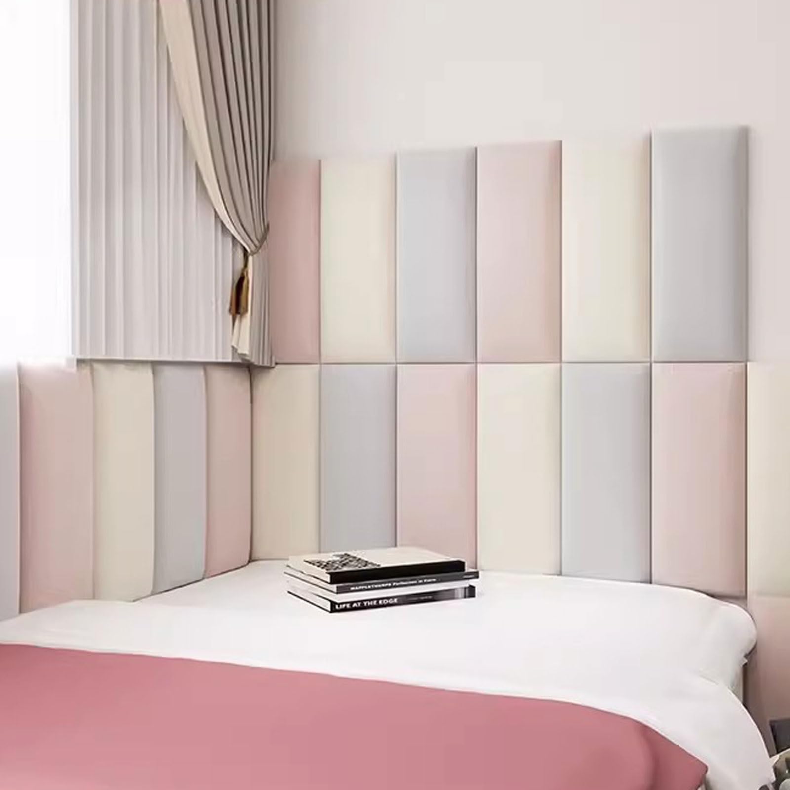 3D-Antikollisions-Wandpolster für Kinder, gepolsterte Wandpaneele für Schlafzimmer, abziehbares und aufklebbares Kopfteil, 2 Dicke Wandaufkleber für Tatami-Kinderzimmer, wiederverwendbar (FA